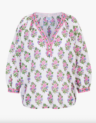 Boho Blouse in Schiffli Folk Posey