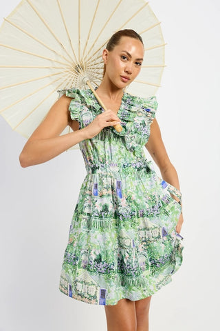 Molly Mini Dress in Green Violet