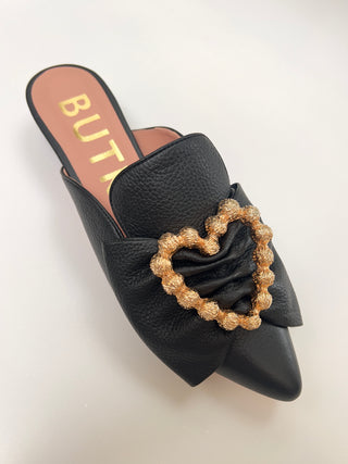 Fanny Mule Flat in Black