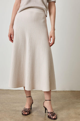 Ribbed Soft Midi Skirt in Ivory
