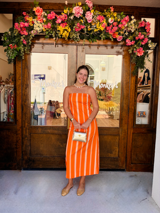 Stella Midi Dress in Bright Orange