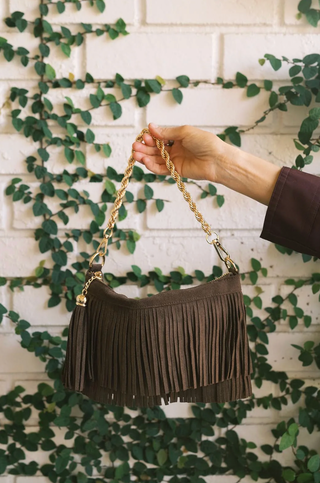 Sloane Fringe Faux Suede Clutch