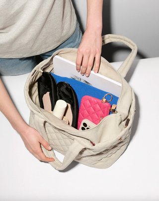 Medium Metro City Tote in Sandy Linen