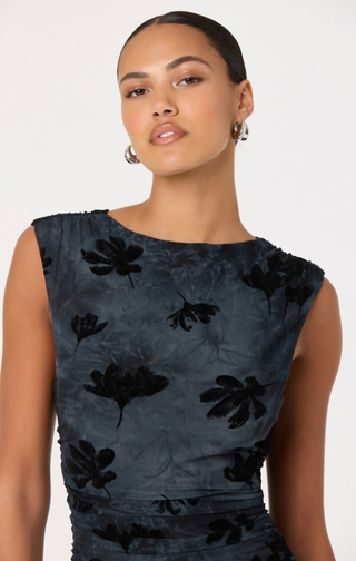 Tionne Dress in Teal Black