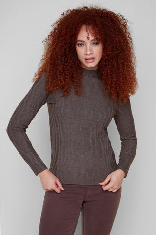 Knit Long Sleeved Sweater in Chocolate