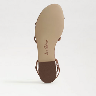 Ellina Strappy Flat Sandal in Rich Cognac Leather