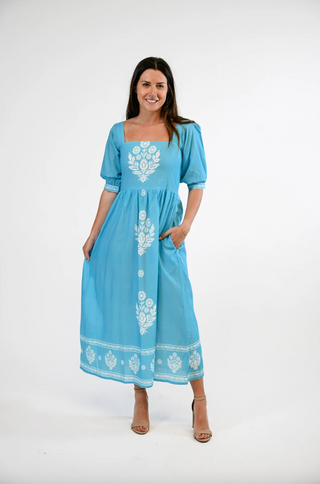 Alexa Dress in Aqua Petal