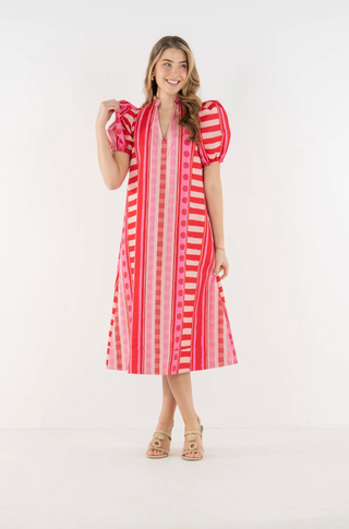 Midi Pink and Red dress Emily McCarthy