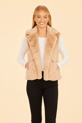 Plush Notch Color Vest in Champagne