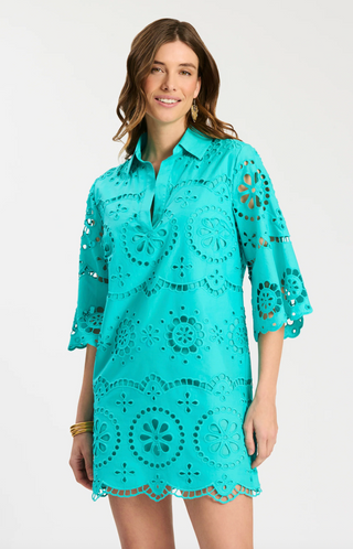 Penny Eyelet Dress in Ceramic