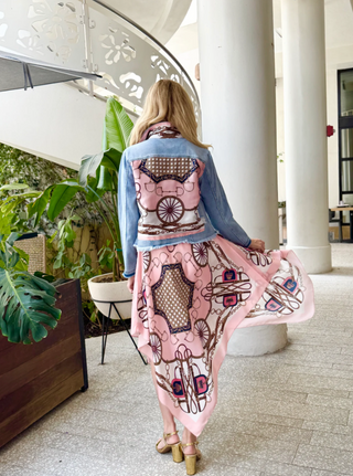 Light Denim Jacket in Blush Bit