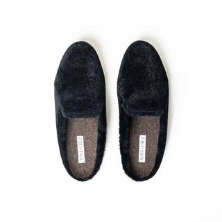 Maya Backless Loafer in Black Velvet