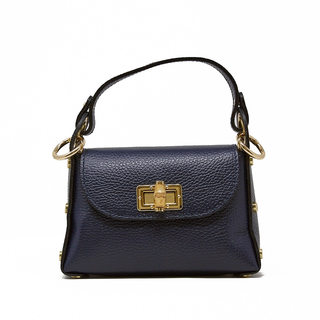 Genuine Leather Navy Scarf Handbag