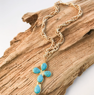 Esther Cross in Turquoise/Gold