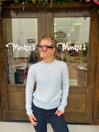 Ethereal Stitch Crew in Blue Mist/Organic White