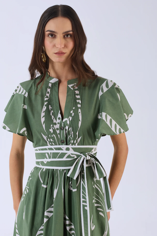Leni Dress in Fountain Green