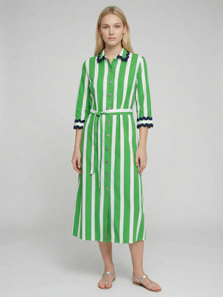 Green striped maxi dress