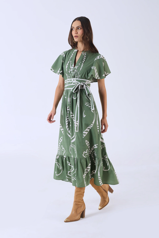 Leni Dress in Fountain Green