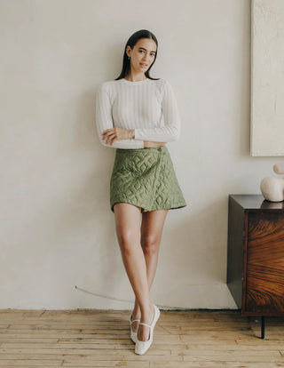 Melanie Quilted Skirt in Olive