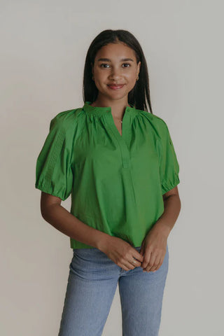 Henley Blouse in Green