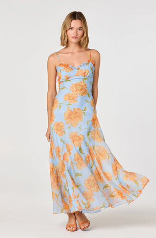Maeryn Dress in Blue Orange Floral