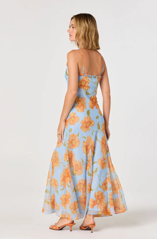 Maeryn Dress in Blue Orange Floral