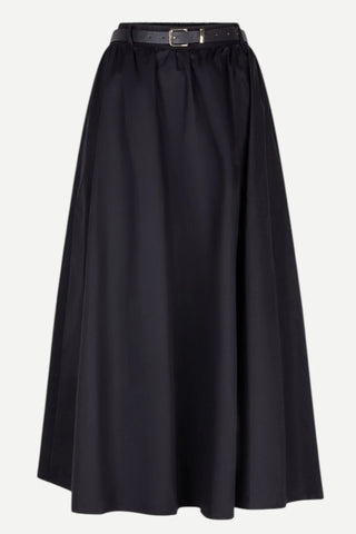 Maxi Poplin Skirt Pockets in Black